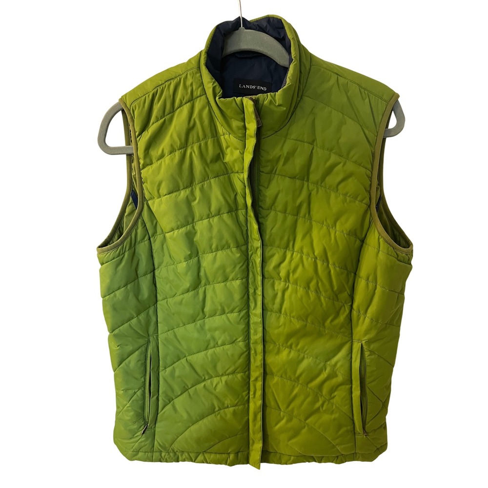 Lands'End Women's Quilted Puffer Vest - Apple Green Lightweight Outdoor Casual M
